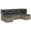 vidaXL 6-tlg. Garten-Sofagarnitur mit Kissen Hellgrau Poly Rattan