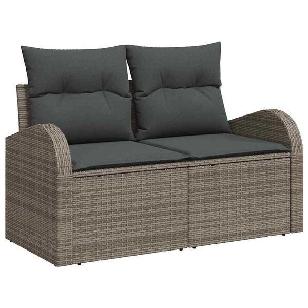 vidaXL Gartensofa-set Grau Poly-Rattan