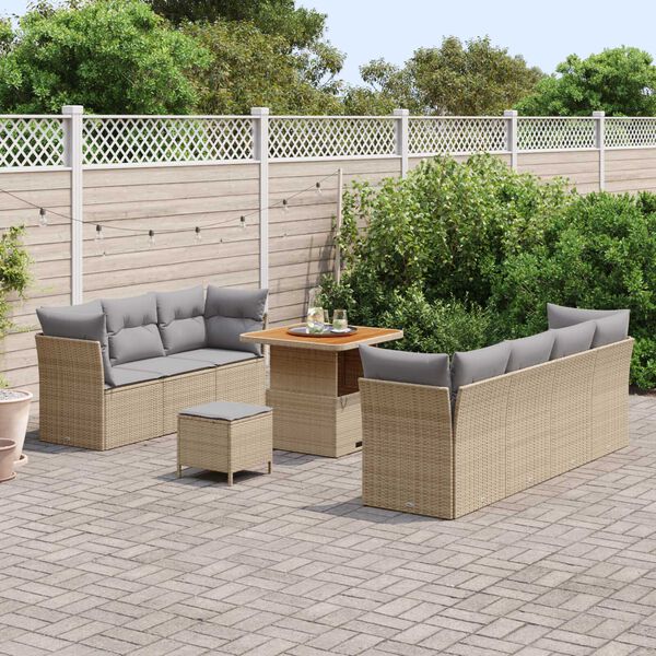 vidaXL Gartensofa-set 10 pcs Beige Poly-Rattan