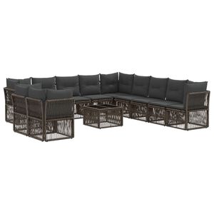 vidaXL Gartensofa-set 12 stk. Grau Poly-Rattan