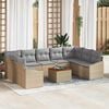 vidaXL Gartensofa-set mit Kissen 10 pcs Beige Poly-Rattan
