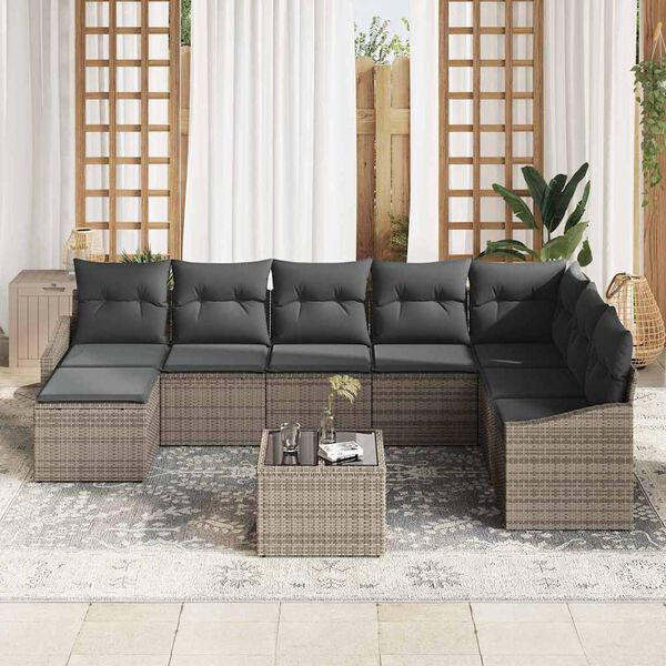 vidaXL Gartensofa-set mit Kissen 8 pcs Hellgrau Poly-Rattan