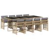 vidaXL 9-tlg. Garten-Essgruppe mit Kissen Beigemischung Poly Rattan