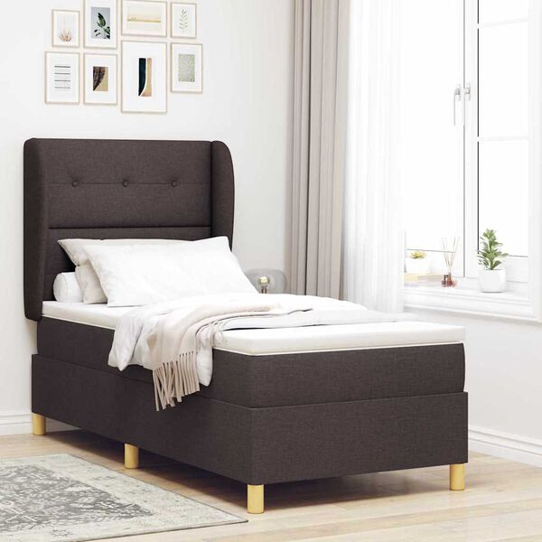 vidaXL Boxspringbett mit Matratze Dunkelbraun 200 x 90 cm Stoff