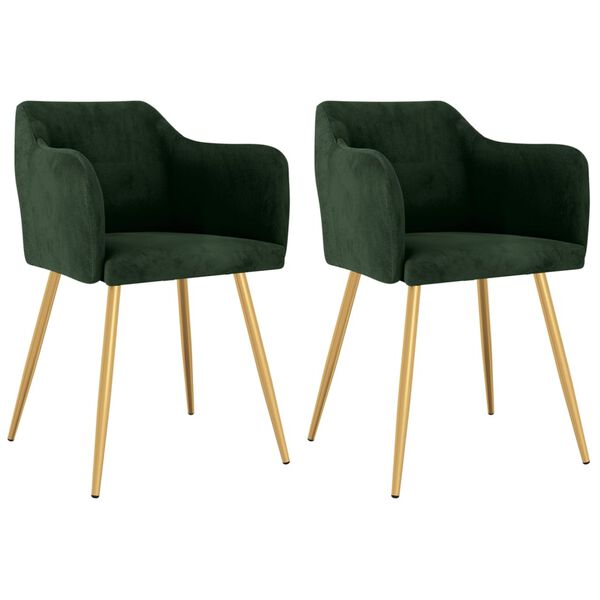 vidaXL Esszimmerst&uuml;hle 2 Stk. Dunkelgr&uuml;n Samt