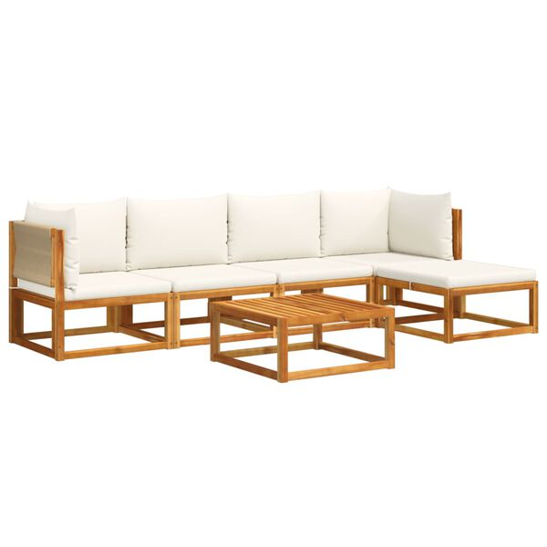 vidaXL 6-tlg. Gartensofa-Set mit Kissen Holz Akazie & Seil