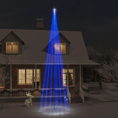 vidaXL LED-Weihnachtsbaum für Fahnenmast Blau 1134 LEDs 800 cm
