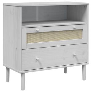 vidaXL Sideboard SENJA Rattan-Optik Wei&szlig; 80x40x80 cm Kiefernholz