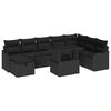 vidaXL Garten-Sofa-Set mit Kissen 9 pcs Schwarz Poly Rattan
