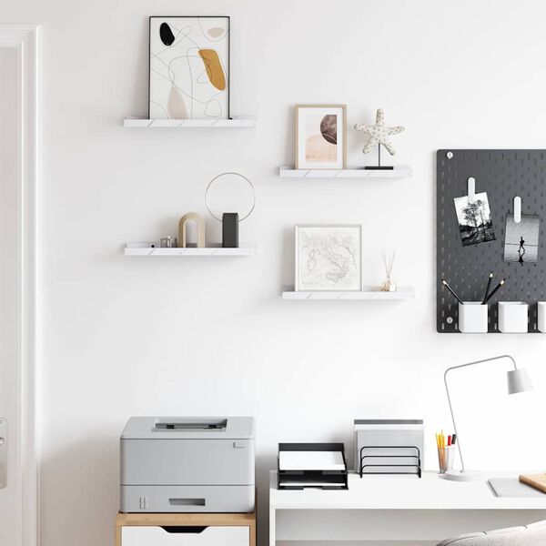 vidaXL Wandregal 4 pcs Wei&szlig; Marmor 40 x 9 x 3 cm Holzwerkstoff