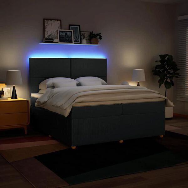 vidaXL Boxspringbett mit Matratze Blau 200x200 cm Stoff