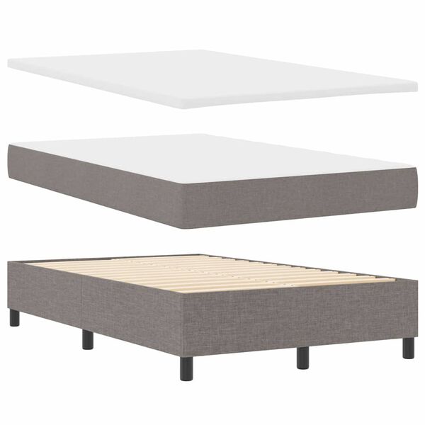 vidaXL Boxspringbett mit Kopfteil Taupe 120 x 190 cm Stoff