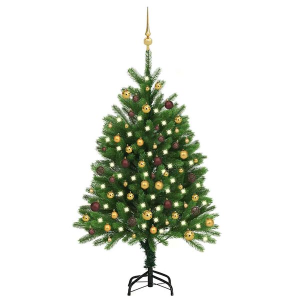 vidaXL K&uuml;nstlicher Weihnachtsbaum mit Beleuchtung & Kugeln 120 cm Gr&uuml;n
