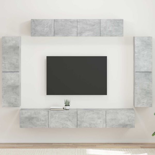 vidaXL TV-Schr&auml;nk 8 pcs Beton Grau