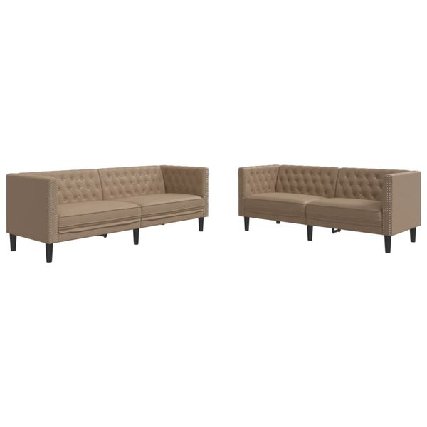 vidaXL 2-tlg. Chesterfield-Sofa-Set Cappuccino Kunstleder