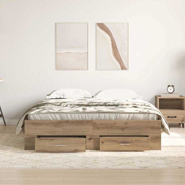 vidaXL Bettrahmen Artisan-Eiche 140 x 190 cm Holzwerkstoff