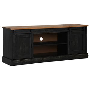 vidaXL TV-Schrank HALDEN 2 Schiebet&uuml;ren Schwarz 150x40x60cm Massivholz