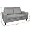 vidaXL Sofa 2-Sitzer Stoff Hellgrau