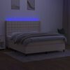 vidaXL Boxspringbett mit Matratze & LED Creme 180x200 cm Stoff
