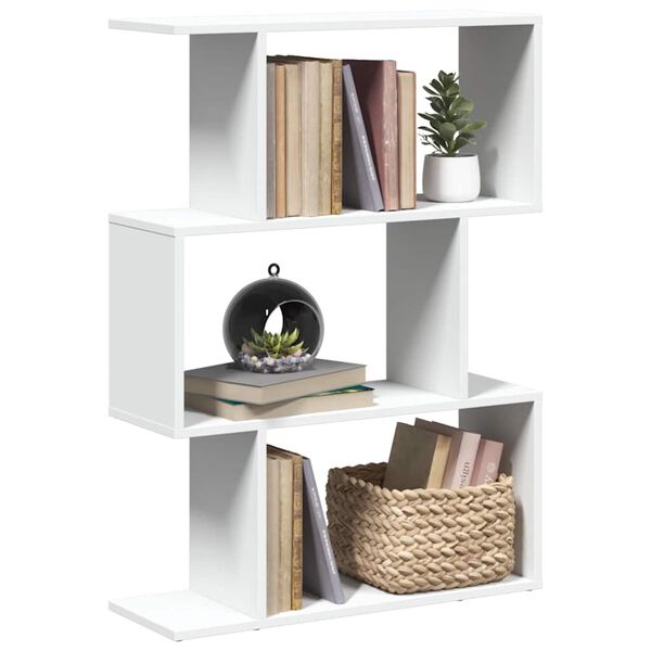 vidaXL Raumteiler B&uuml;cherregal 3-stufig Wei&szlig; 70x24x97 cm Holzwerkstoff