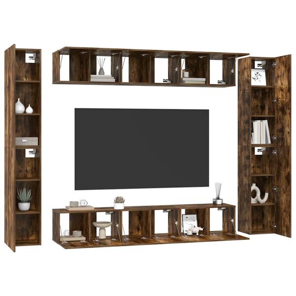 vidaXL 10-tlg. TV-Schrank-Set R&auml;uchereiche Holzwerkstoff