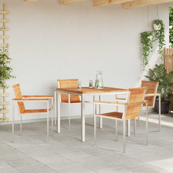 vidaXL Garten Essgruppe 5 pcs Braun Massivholz Teak