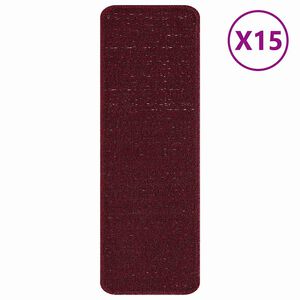 vidaXL Rutschfeste Treppenmatten 15 pcs Bordeaux 60 x 25 cm PP