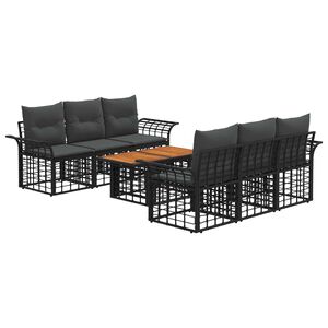 vidaXL Gartensofa-set 7 stk. Schwarz und Dunkelgrau Poly-Rattan