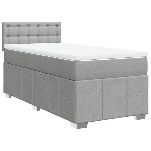 vidaXL Boxspringbett mit Matratze Hellgrau 90x190 cm Stoff