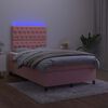 vidaXL Boxspringbett mit Matratze & LED Rosa 120x190 cm Samt