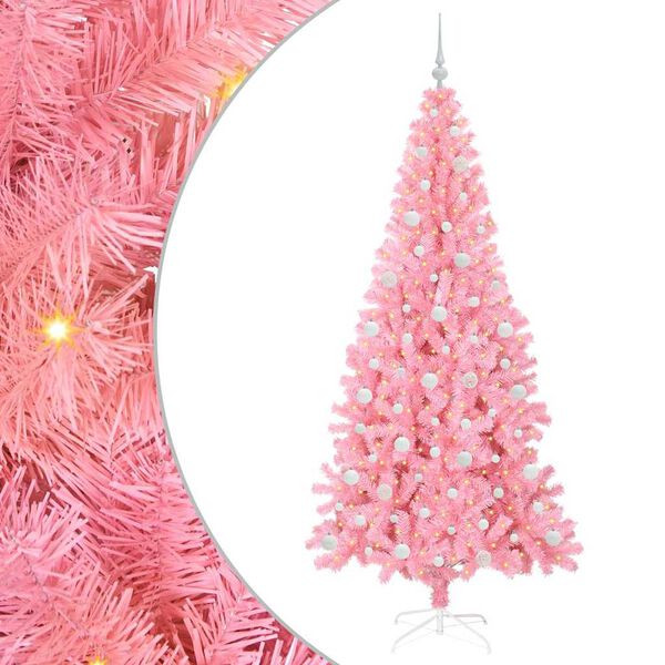 vidaXL Weihnachtsbaum mit 300 LEDs mit Ständer Rosa 210 cm PVC