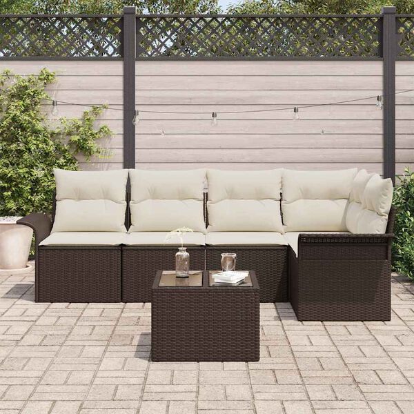 vidaXL Gartensofa-set mit Kissen 6 pcs Poly-Rattan