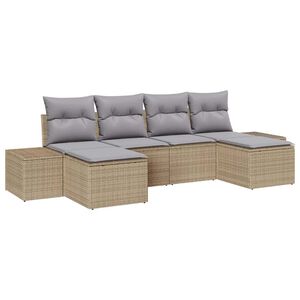 vidaXL Garten-Sofa-Set mit Kissen 4 pcs Beige und Hellgrau Poly-Rattan