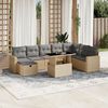 vidaXL 9-tlg. Garten-Sofagarnitur mit Kissen Beige Poly Rattan