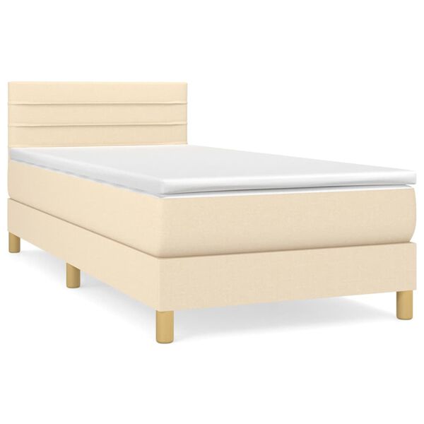 vidaXL Boxspringbett mit Matratze Creme 100x200 cm Stoff