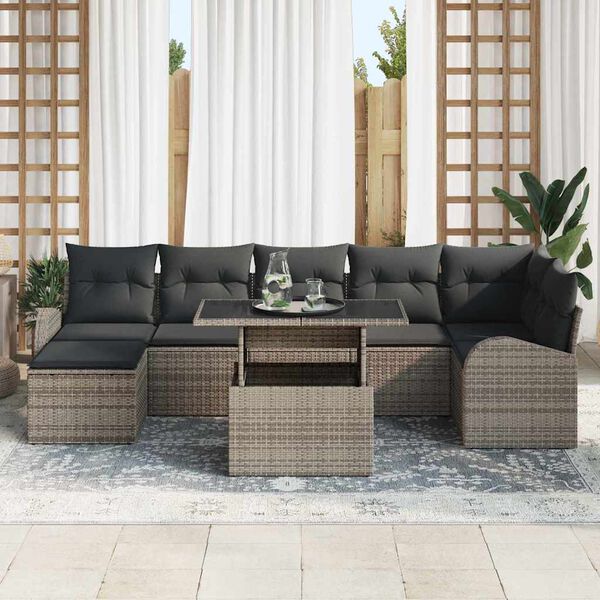 vidaXL Garten-Sofa-Set mit Kissen 8 pcs Grau