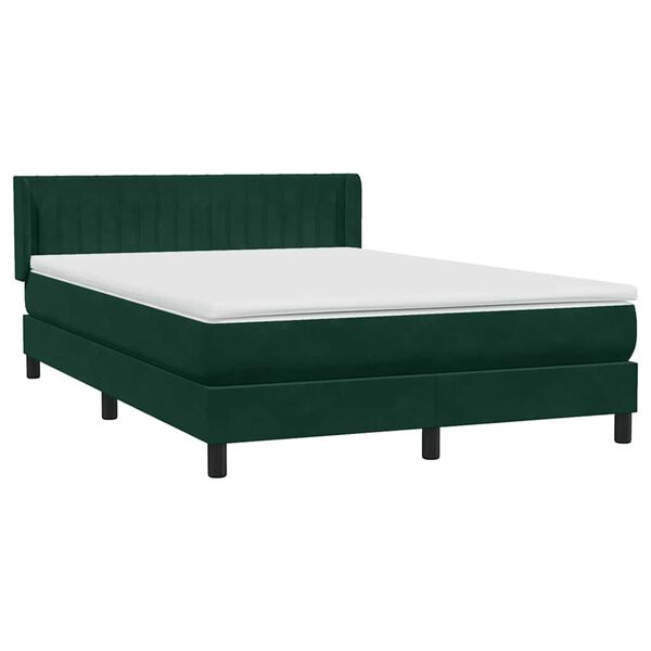 vidaXL Boxspringbett mit Matratze Dunkelgr&uuml;n 160x220 cm Samt