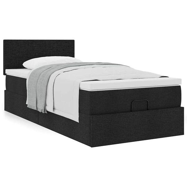 vidaXL Ottoman-Bett mit Matratze Schwarz 90x190 cm Stoff