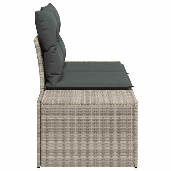 vidaXL Gartensofa mit Kissen Grau 184 x 62 x 69 cm Poly-Rattan