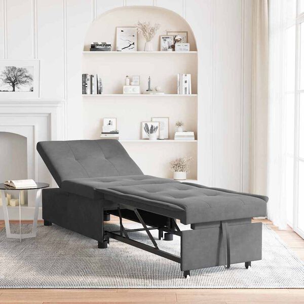 vidaXL Schlafsofa Ausziehbar Dunkelgrau 194 x 67 x 82 cm Mikrofaser