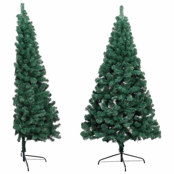 vidaXL K&uuml;nstlicher Halb-Weihnachtsbaum Beleuchtung Kugeln Gr&uuml;n 240 cm