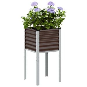 vidaXL Garten-Pflanzgef&auml;&szlig; Braun 45 x 45 x 88 cm Stahl