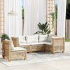 vidaXL 5-tlg. Garten-Sofagarnitur mit Kissen Beige Poly Rattan