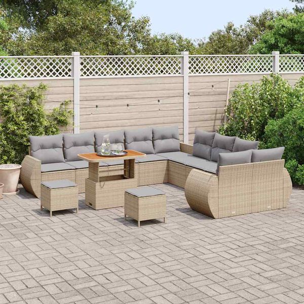 vidaXL Gartensofa-set 13 pcs Beige Poly-Rattan