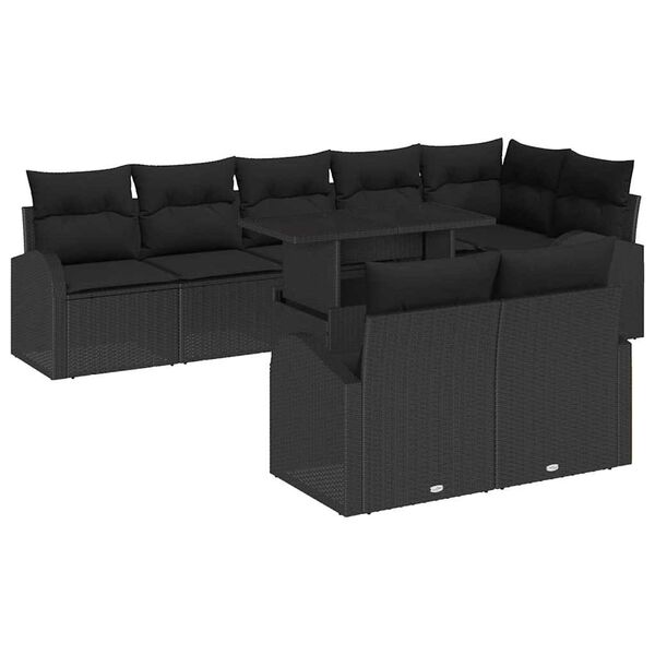 vidaXL Gartensofa-set mit Speicher 9 pcs Schwarz Poly-Rattan