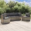 vidaXL 5-tlg. Garten-Lounge-Set mit Kissen Grau Poly Rattan