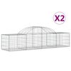 vidaXL Gabionen mit Hochbogen 2 Stk. 200x50x40/60 cm Verzinktes Eisen