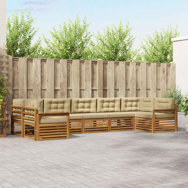 vidaXL Sofagarnituren 7 pcs Natur und Beige Massivholz Akazie