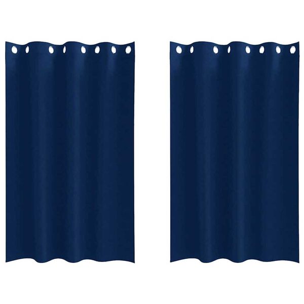 vidaXL Verdunkelungs-Vorhänge mit Ringen 2 pcs Dunkelblau 175 x 140 cm