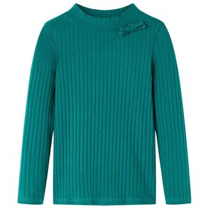 Kinder-Langarmshirt Rippstrick Dunkelgr&uuml;n 104